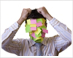 man with paper on his face