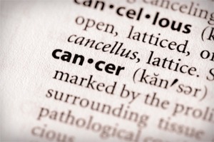Text defining the word 'cancer'.