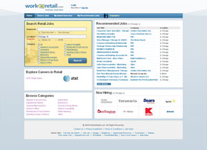 WorkInRetail.com screenshot