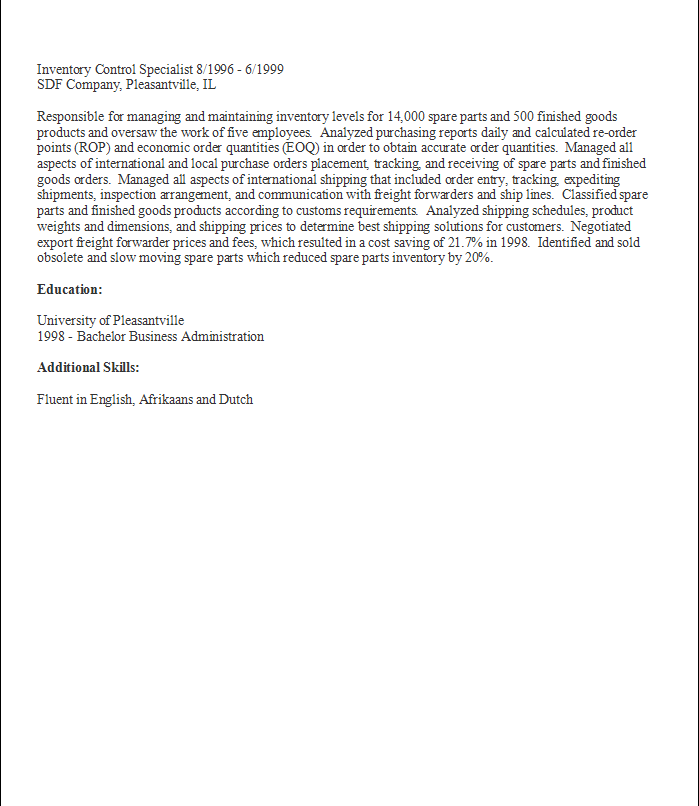 stellar resume samples